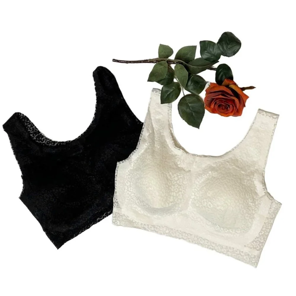 Rhonda Shear Animal Print Mesh Leisure Bra 2 Pack MEDIUM